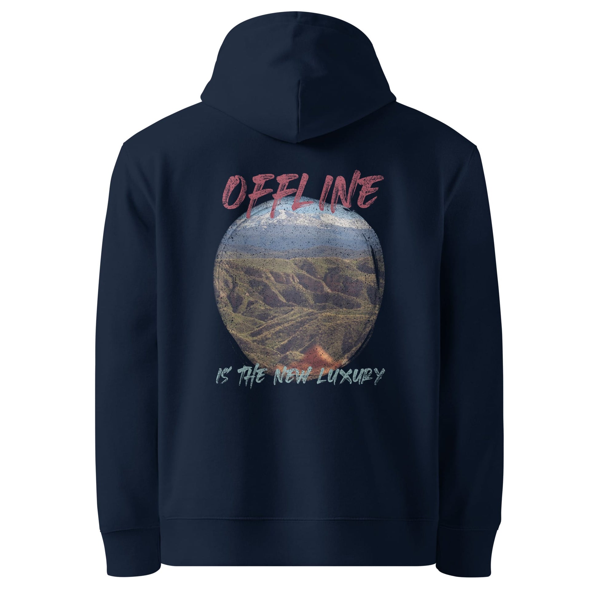 Offline is the New Luxury Organic Cotton Hoodie – Unisex Mountain Design | GOTS Certified Eco-Friendly-3