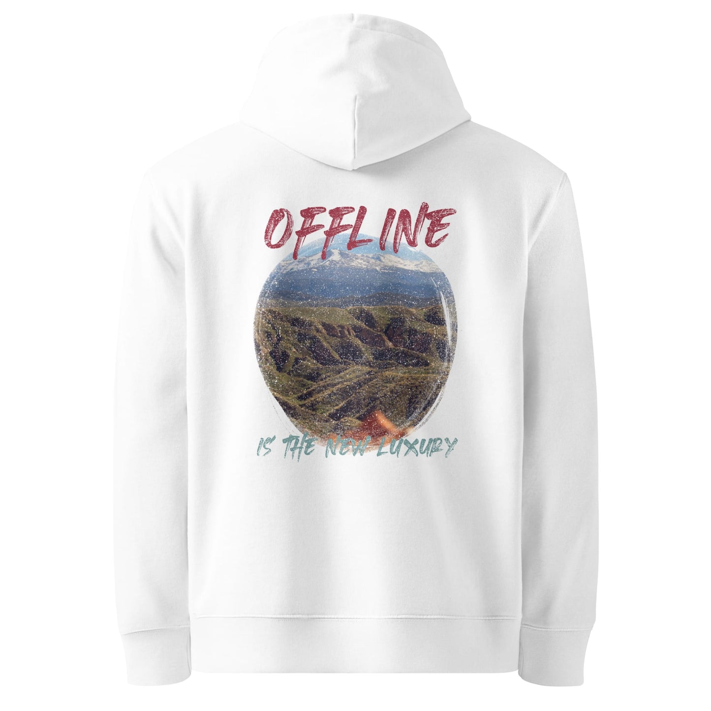 Offline is the New Luxury Organic Cotton Hoodie – Unisex Mountain Design | GOTS Certified Eco-Friendly-1